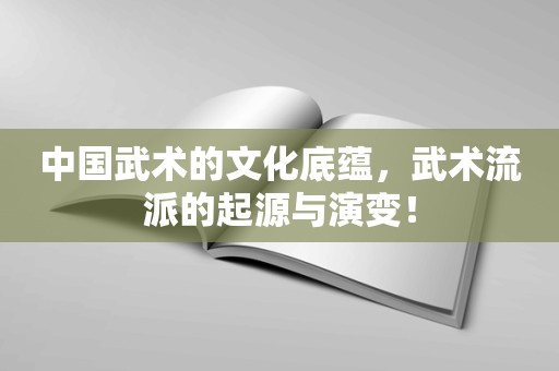 中国武术的文化底蕴，武术流派的起源与演变！